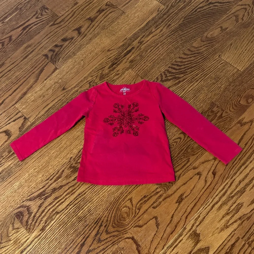 OshKosh | Red Long Sleeve Snowflake Tee